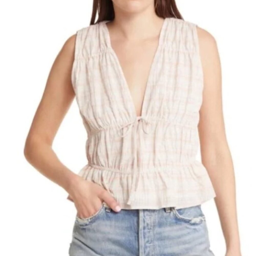 TREASURE & BOND Striped Shirred Sleeveless Top NWOT Sz XL